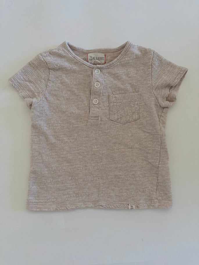#78 REDUCED Henry & Me Greyish Beige Henley Boys 2T