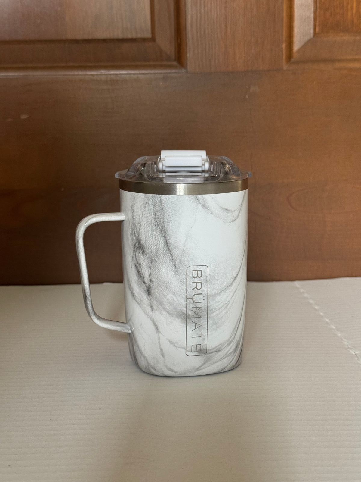 #129 EUC Brumate White & Gray Travel Mug with Locking Lid