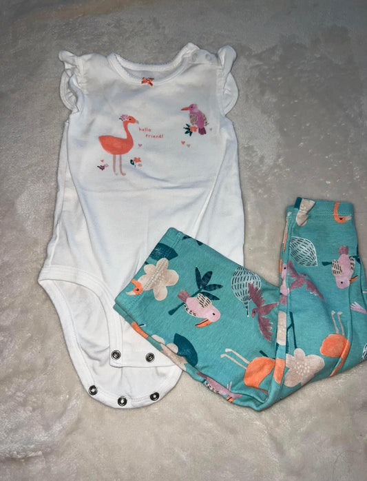 Girls 24mon carters outfit, flamingo