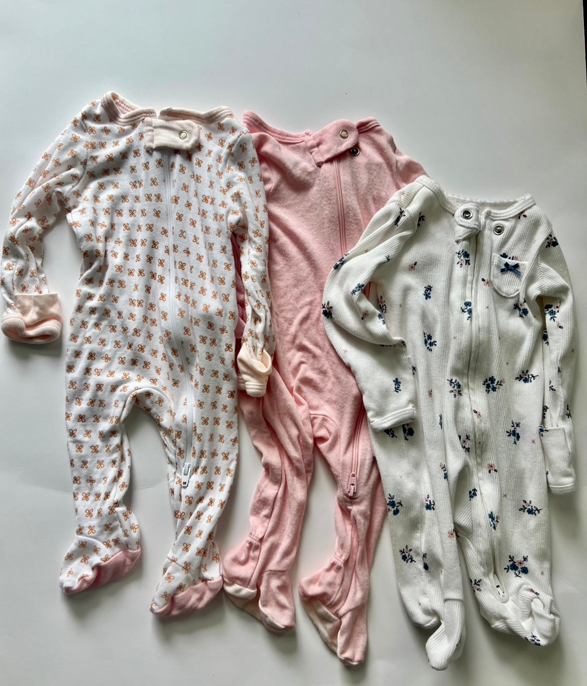 Girls Newborn Pajamas Bundle - Set of 3