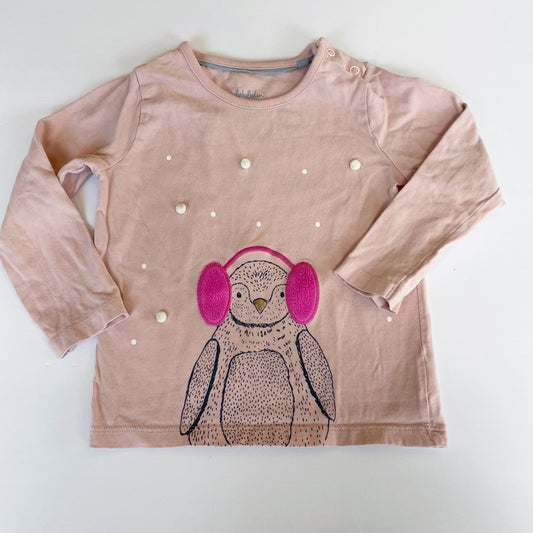 #118 | Size 3-4 y | Mini Boden Girls Penguin Long Sleeve Shirt