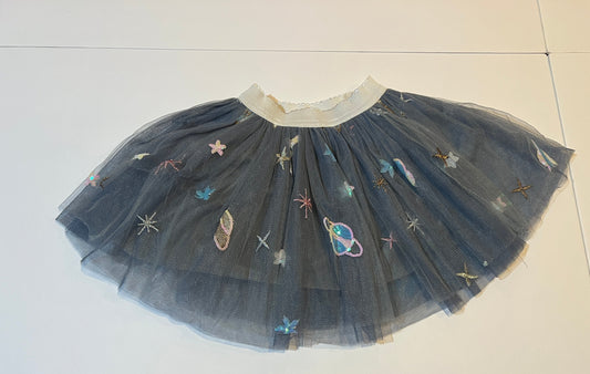 #180 Girls 3T Gray Space Sequin Tulle Skirt