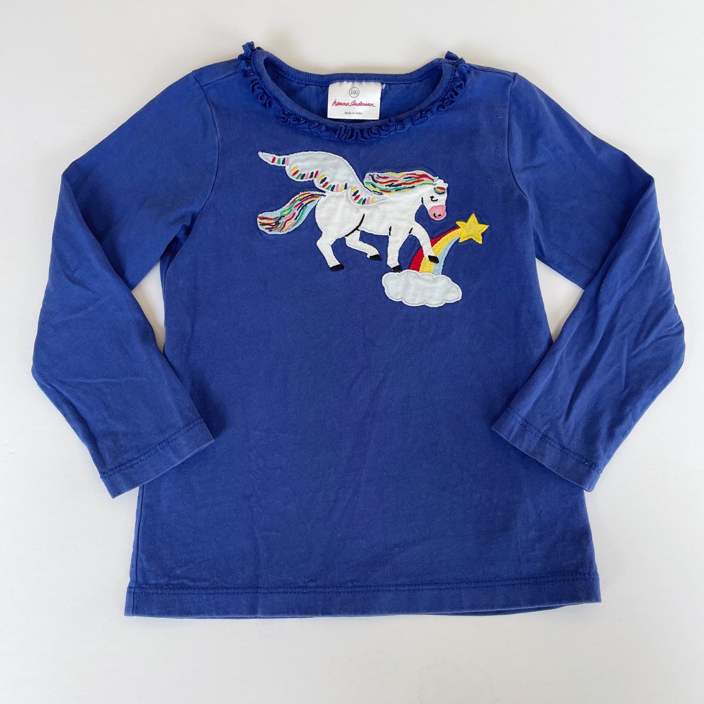 #118 | Size 100 / 4 | Hanna Andersson Girls Pegasus Applique Long Sleeve Shirt