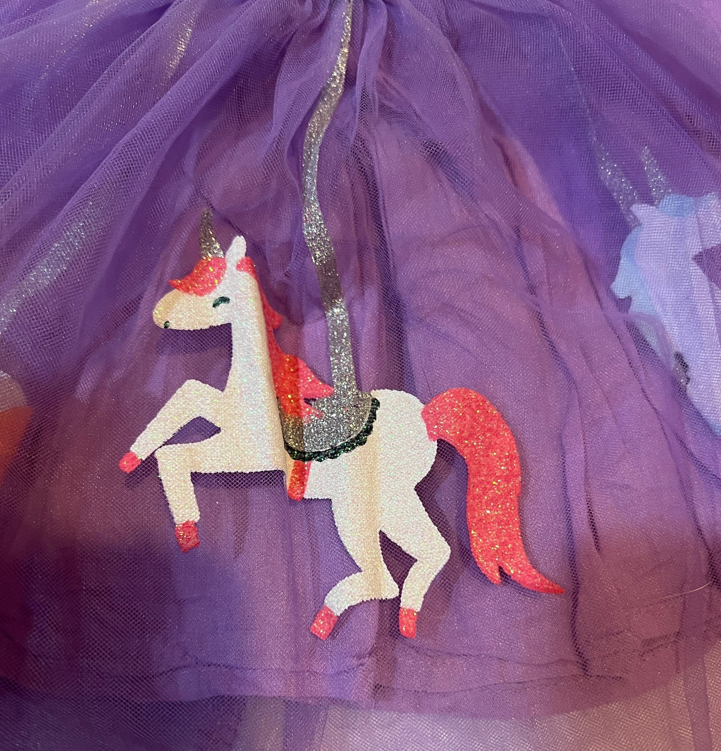 #180 Girls 3T Purple Unicorn Carousel Tulle Skirt