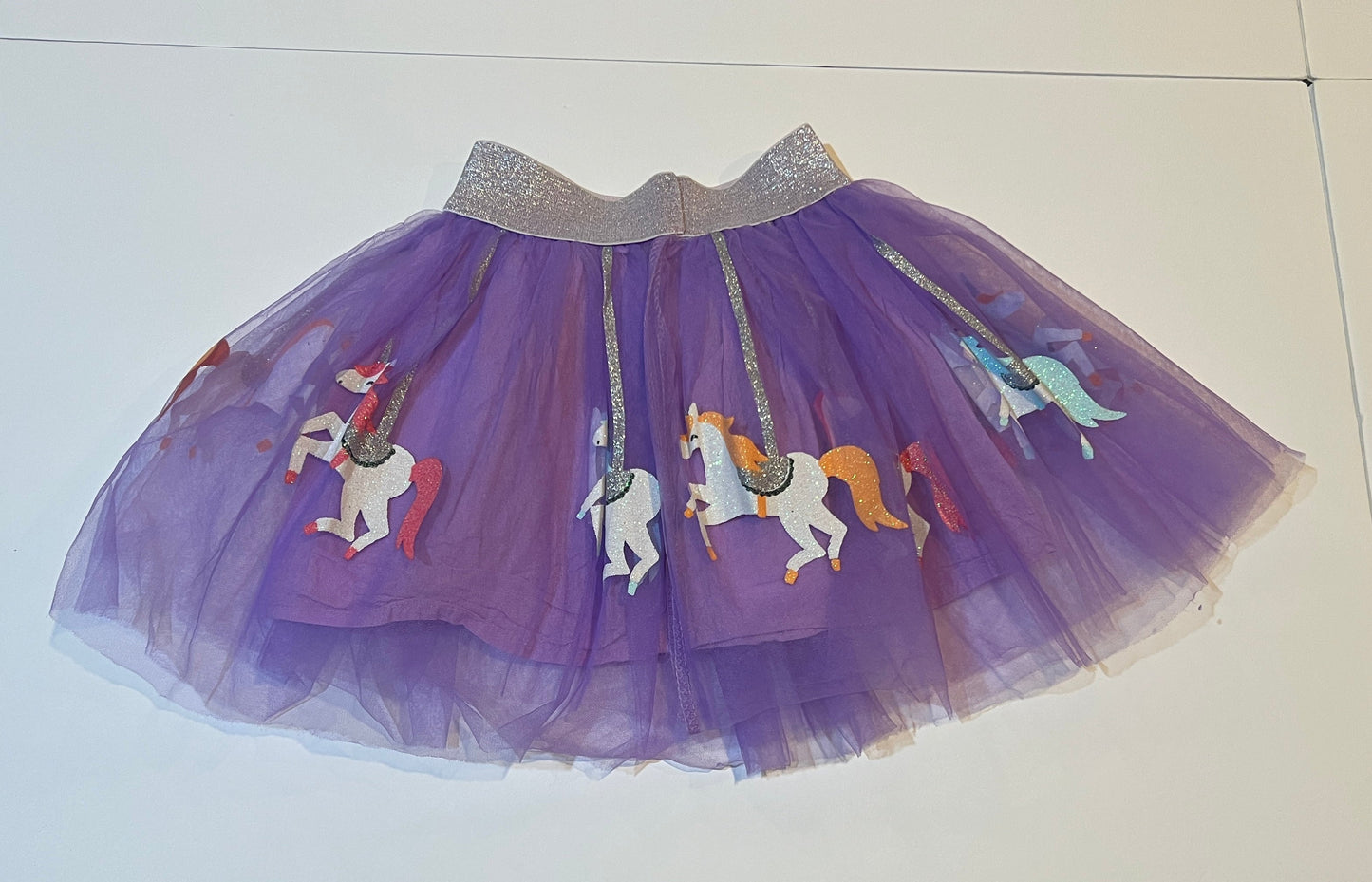 #180 Girls 3T Purple Unicorn Carousel Tulle Skirt