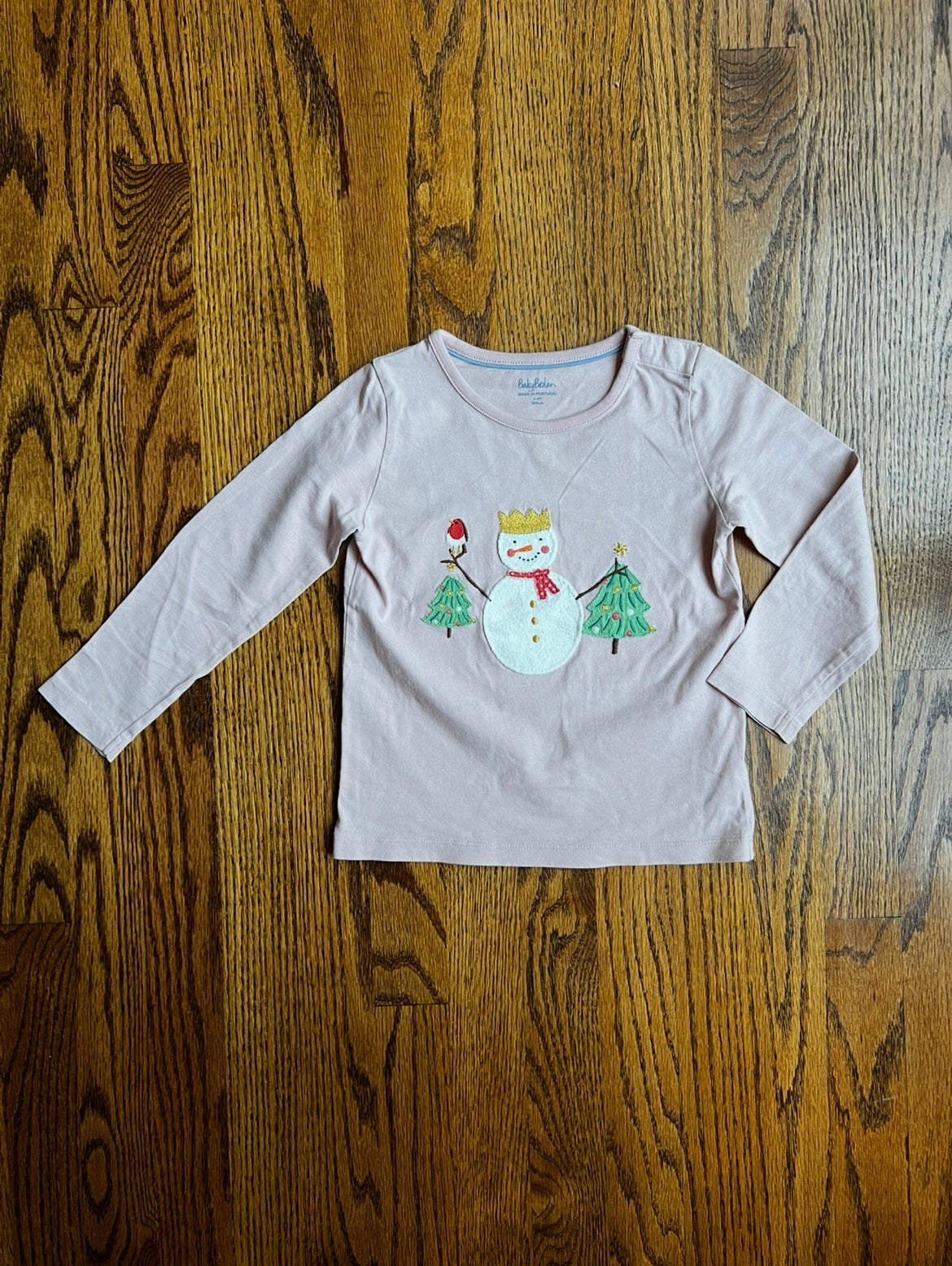 Seller #115 - Boden Girls 3-4Y Pale Pink Snowman Shirt, VGUC