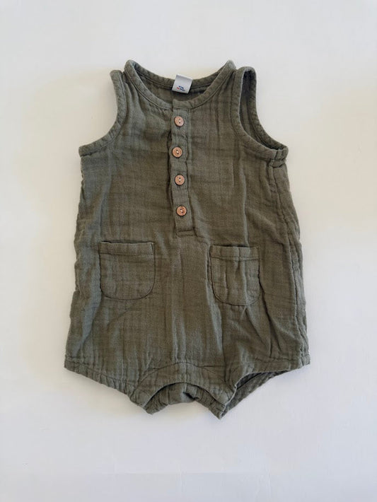 #78 REDUCED Old Navy Green Romper Boys 6-12M