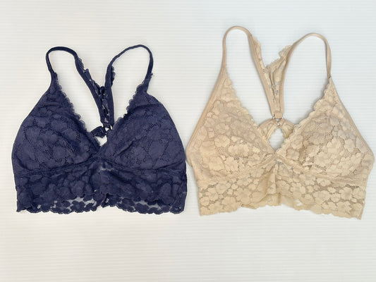 Aerie Women’s  Small Lace Padded Bralettes, Navy + Cream Color