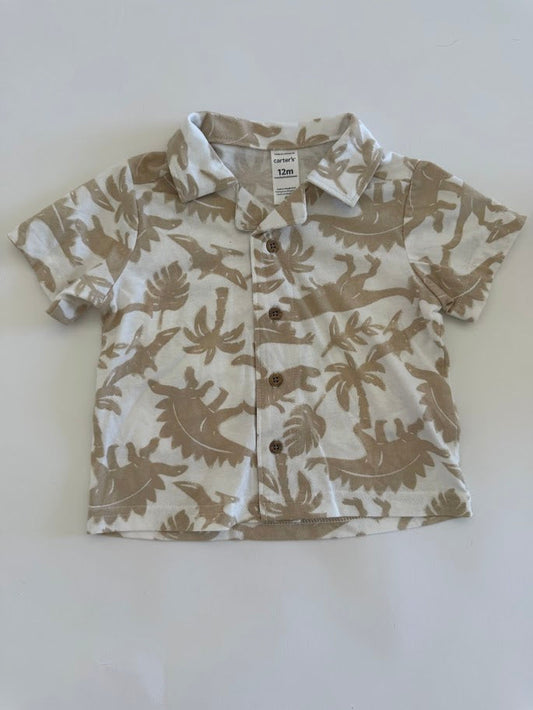 #78 REDUCED Carter's Dinosaur Short Sleeve Button Up Boys 12M