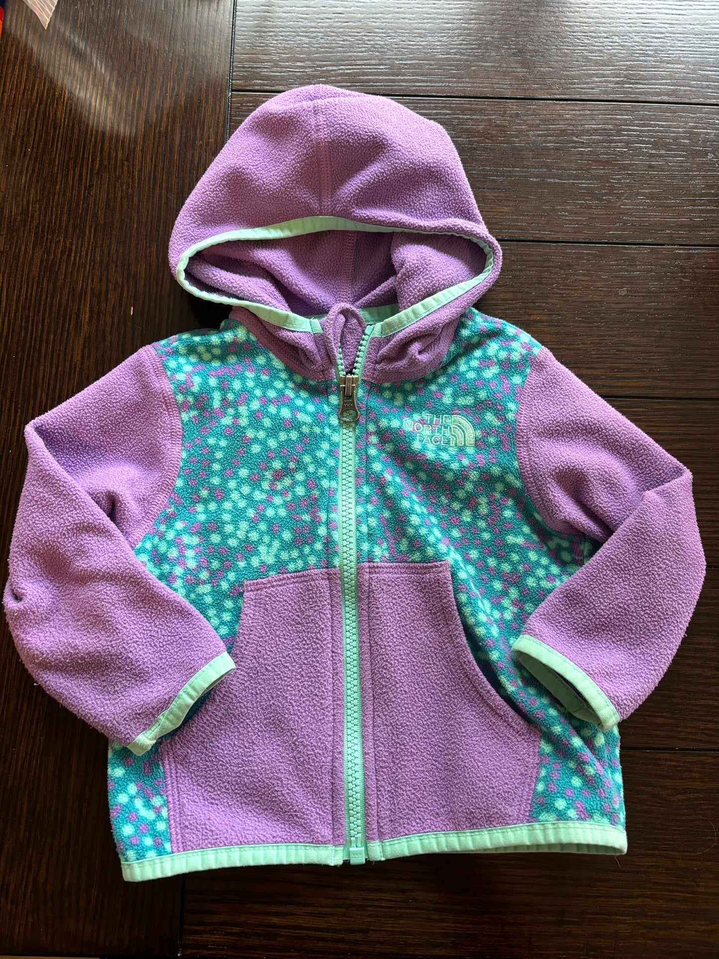 6-12 mo - North Face VGUC purple/teal fleece