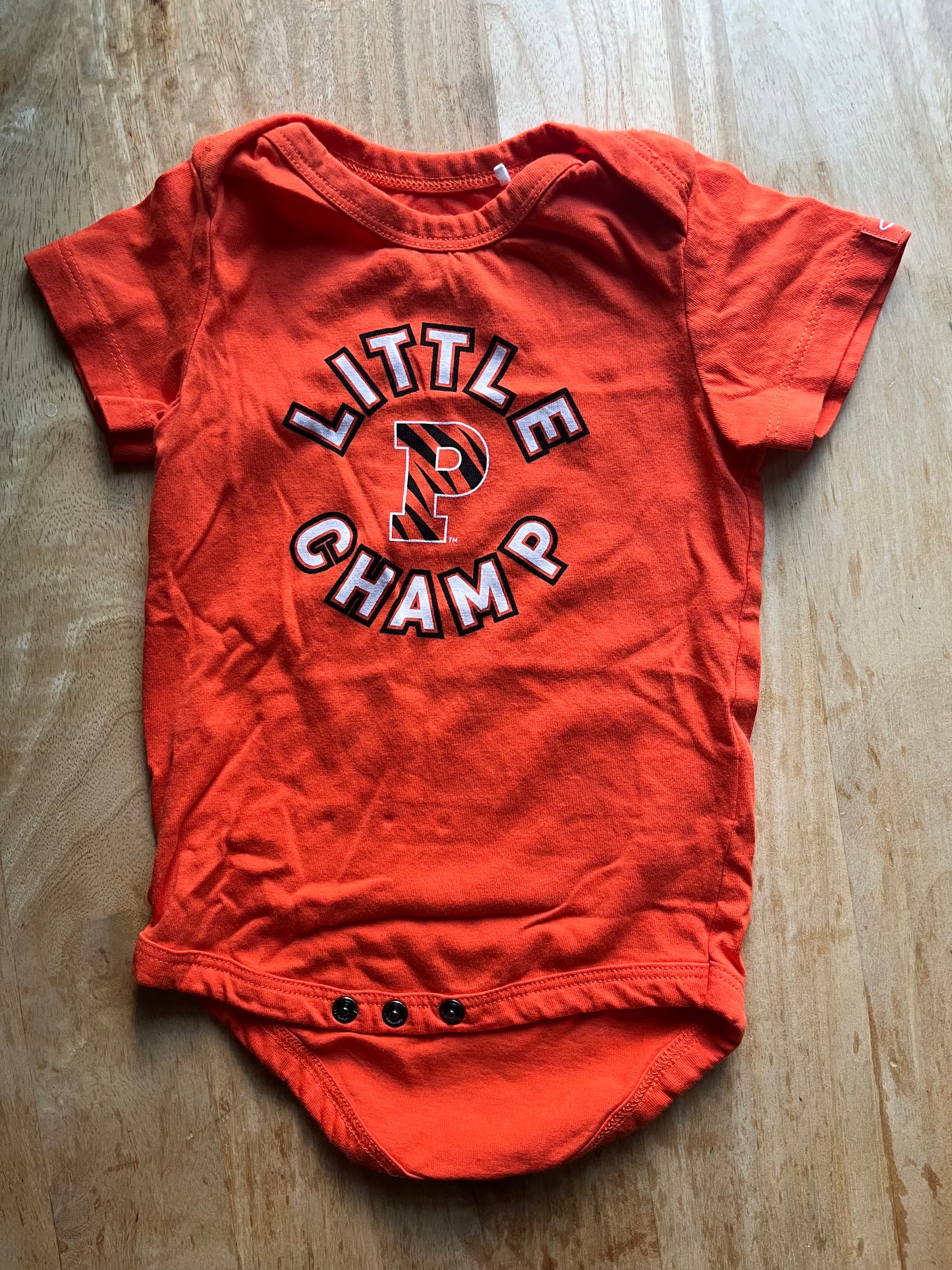 #97- Little Champ Orange Onesie - 6months