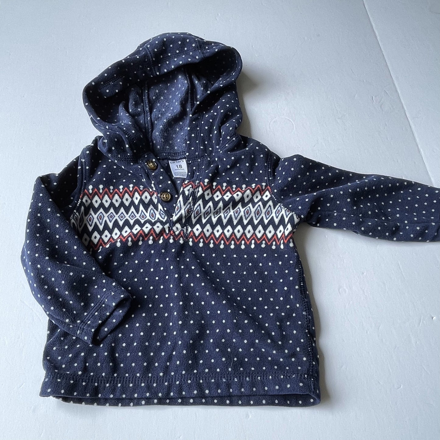 Seller 67 -Carter's Navy Diamond Pattern Polka Dot Fleece   18mo