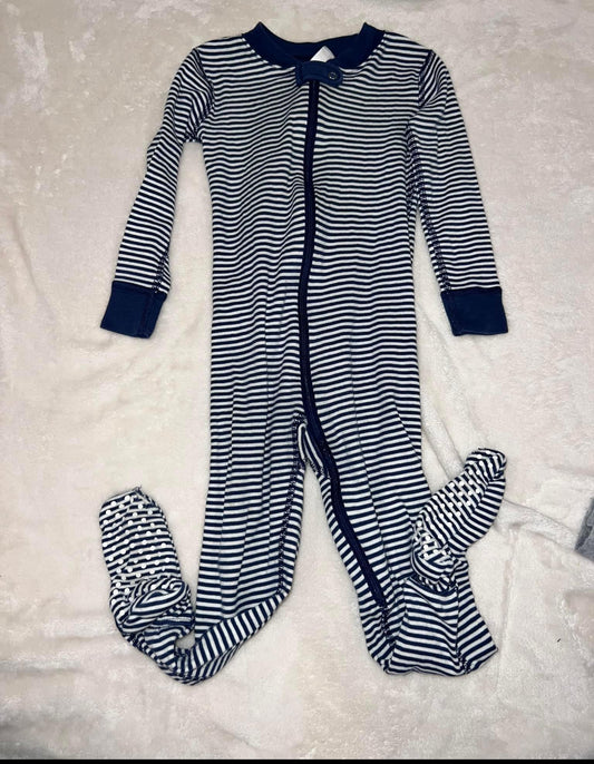 #92A Boys 3T 90 Hanna Andersson pajamas- blue stripe footed