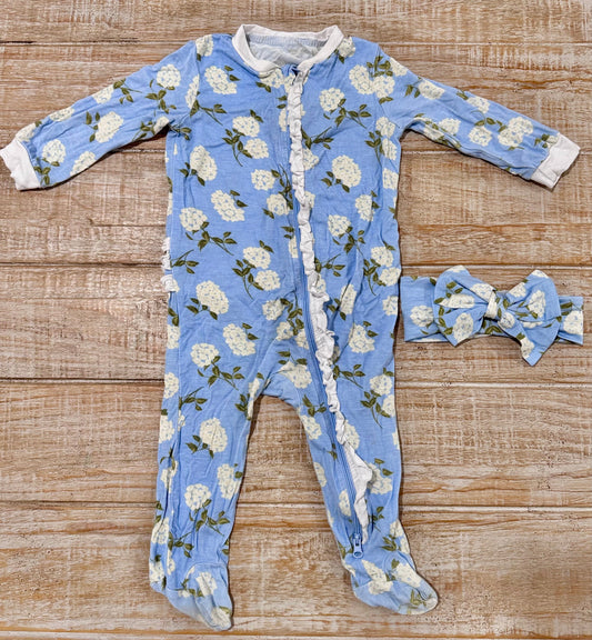 #108 Milkberry Ruffle Zip Set w/ Matching Box 6-9M GUC