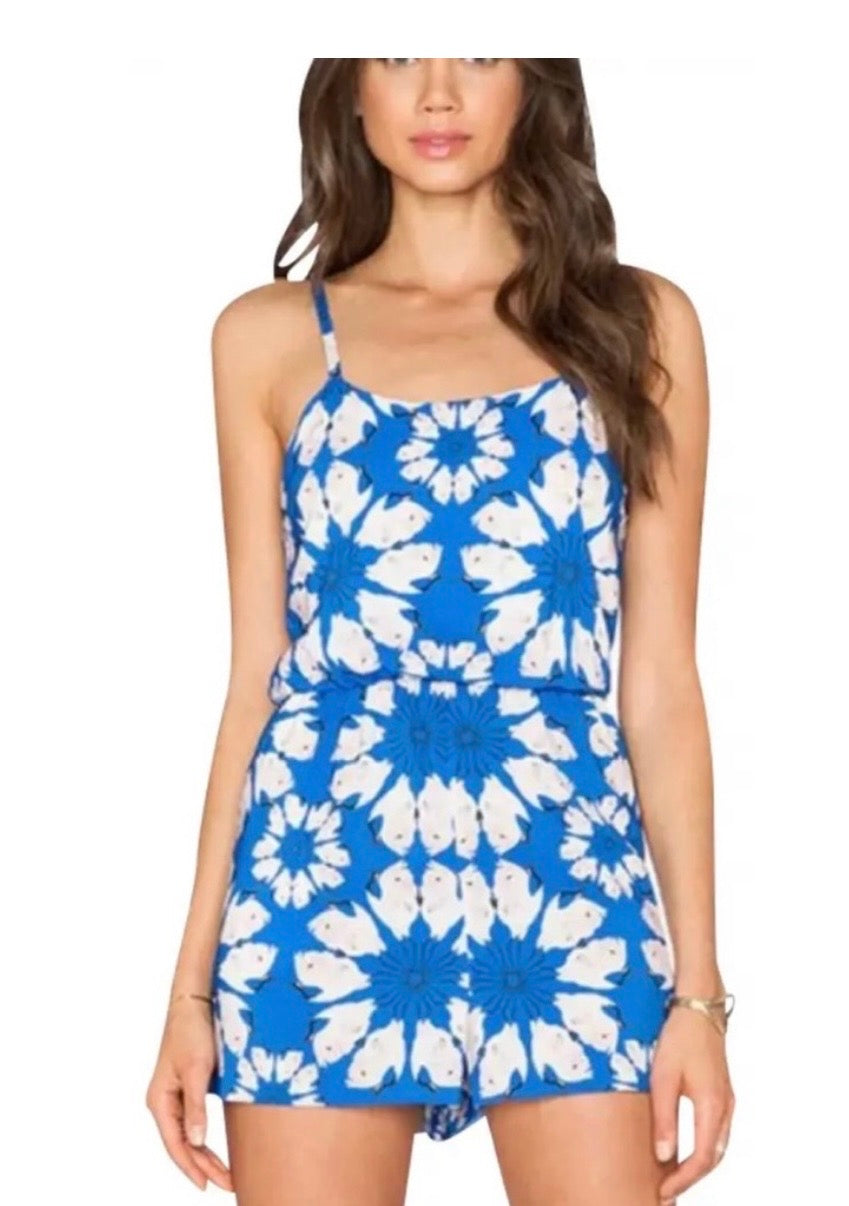 #130 Alice & Olivia Women Romper Back Zip Flutter Floral Adjustable Straps Sz 0
