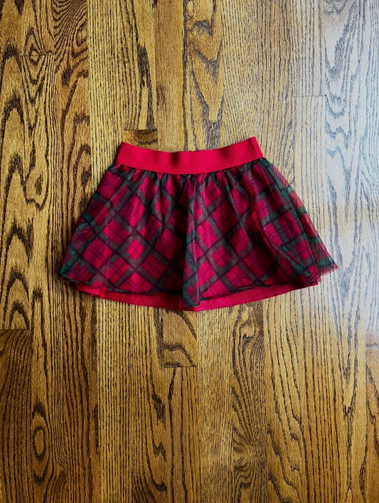 Seller #115 - Girls 4T Red & Green Plaid Tulle Holiday Skirt, GUC