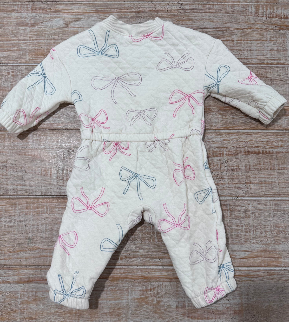 #108 Carters Baby Girl Bow Print Long-Sleeve Jumpsuit 6M NWOT