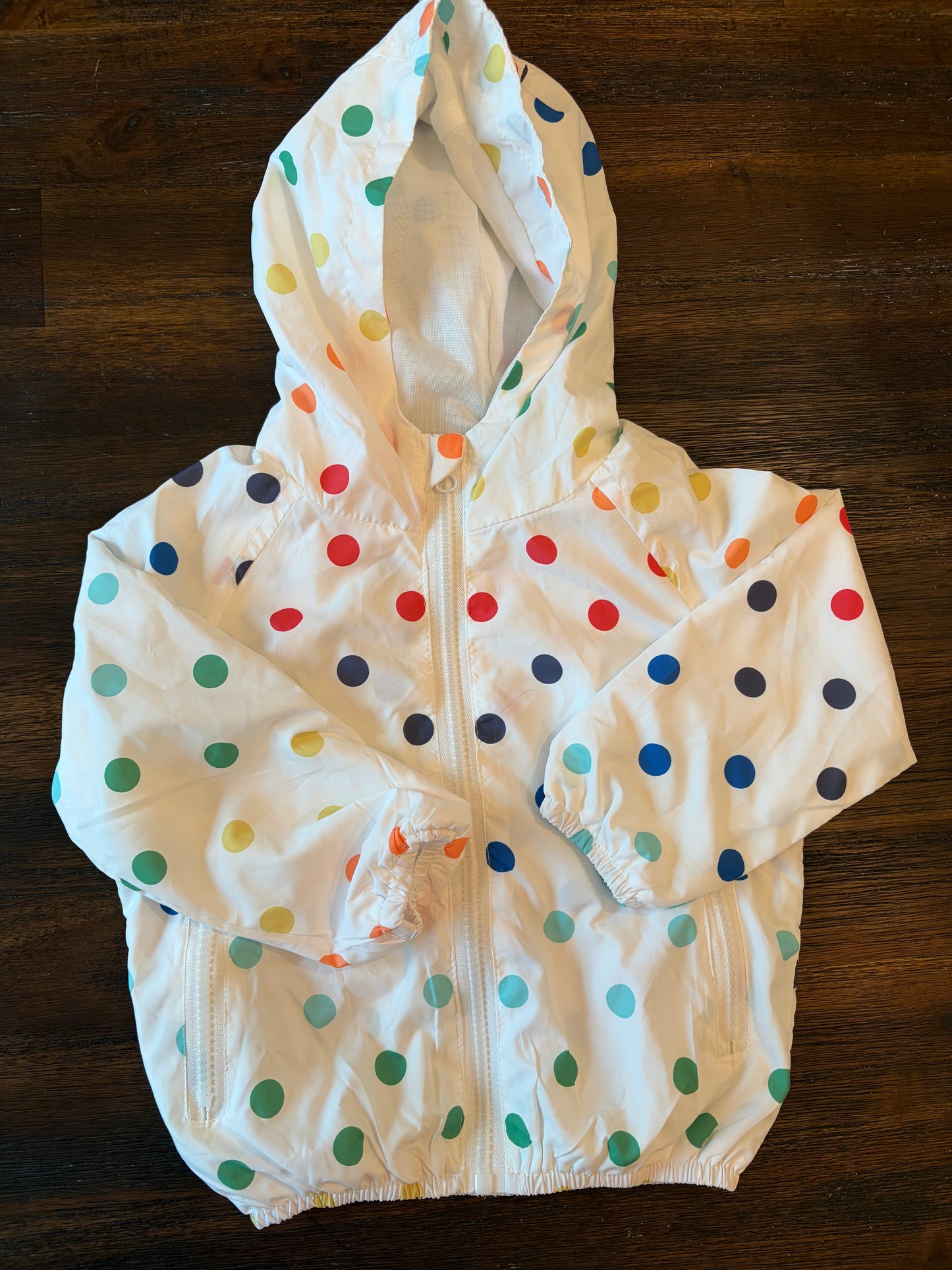 Seller 22 thin polka dot rain jacket, fits like 2t