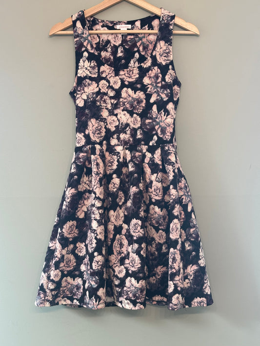 Xhilaration Women’s Small Pink/Black Floral Dress