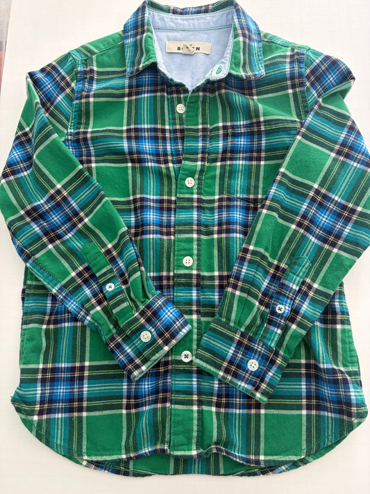 Seller #91 Boys' size 7-8 MiniBoden flannel button down (green/blue) NWOT