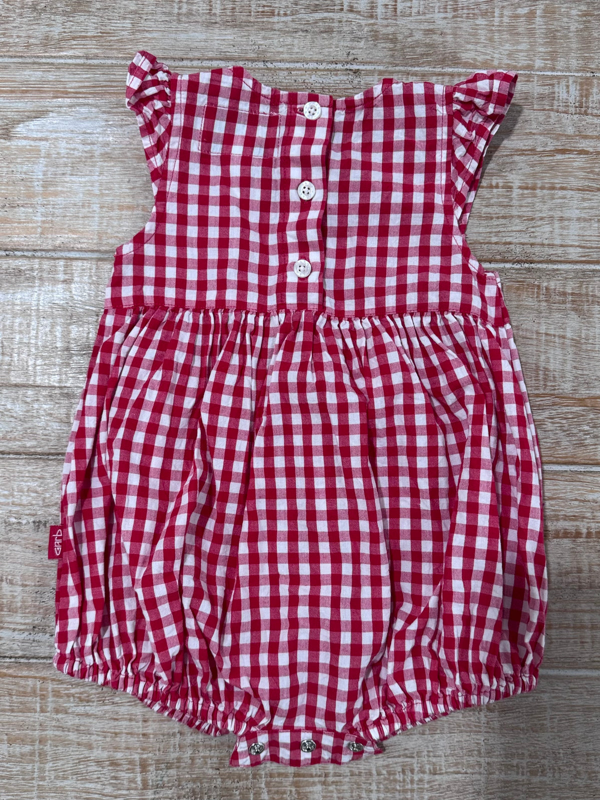 #108 Ohio State OSU Ruffle Gingham Romper 3-6M