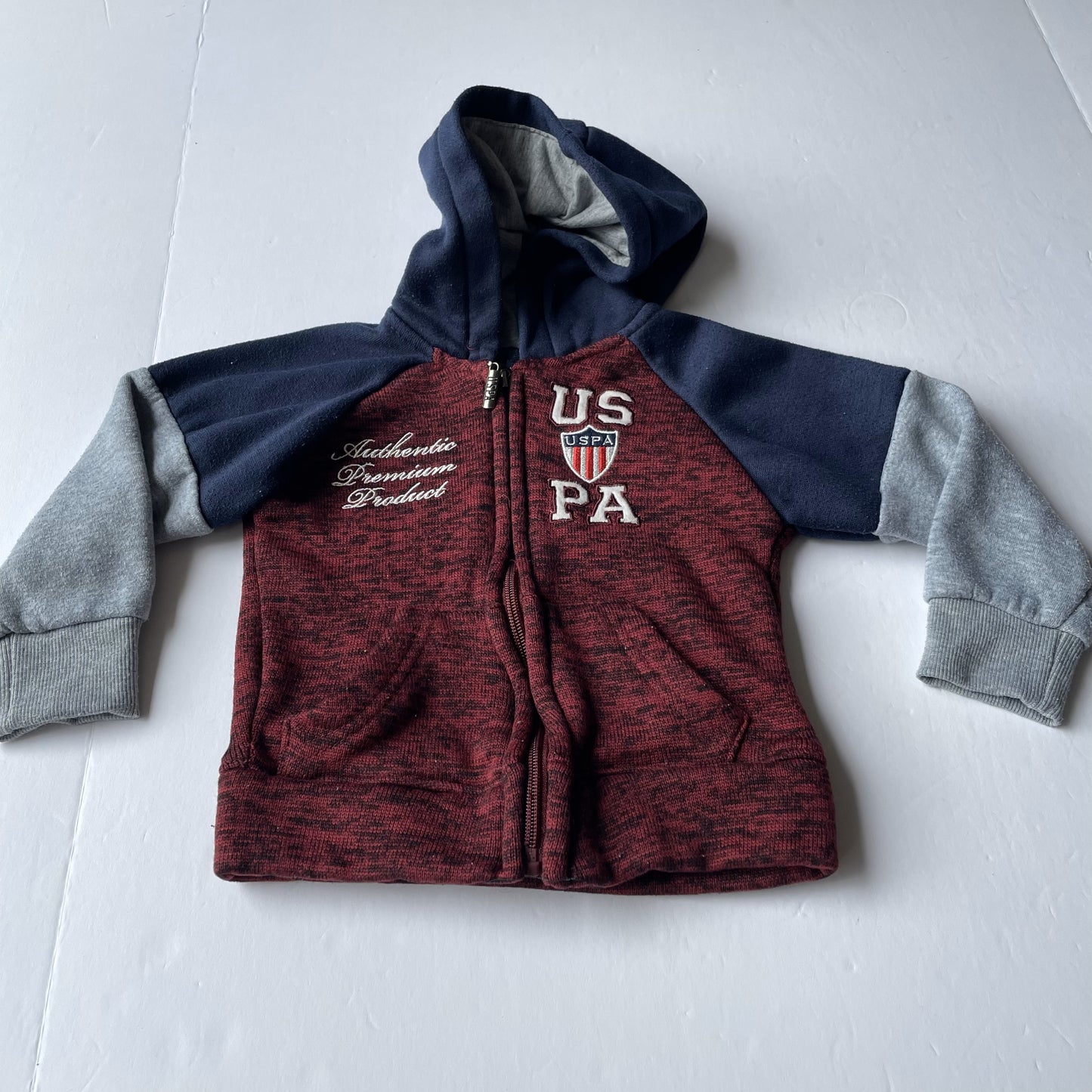 Seller 67 -US Polo Assn Maroon Blue Zip Hoodie    -3