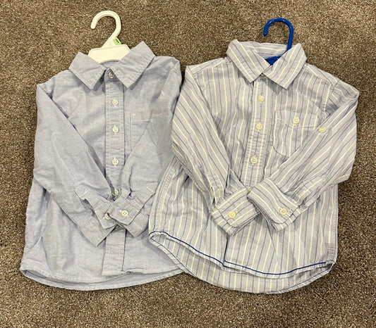 #130 Boys Sz 3T Button Down Shirt Bundle Striped is Gap and Solid is Cherokee