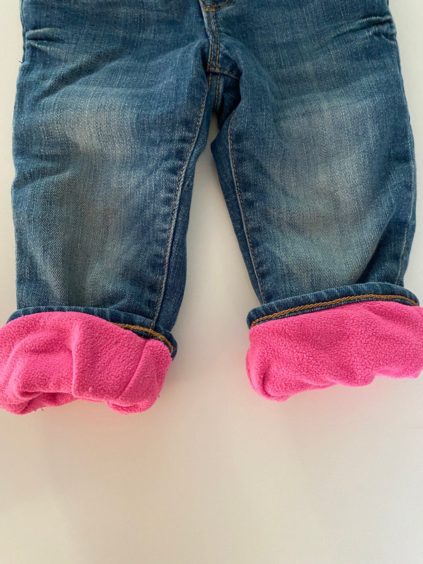 #84B- Gap Fleece Lined Jeans, pink lining, Girls 12-18M, GUC