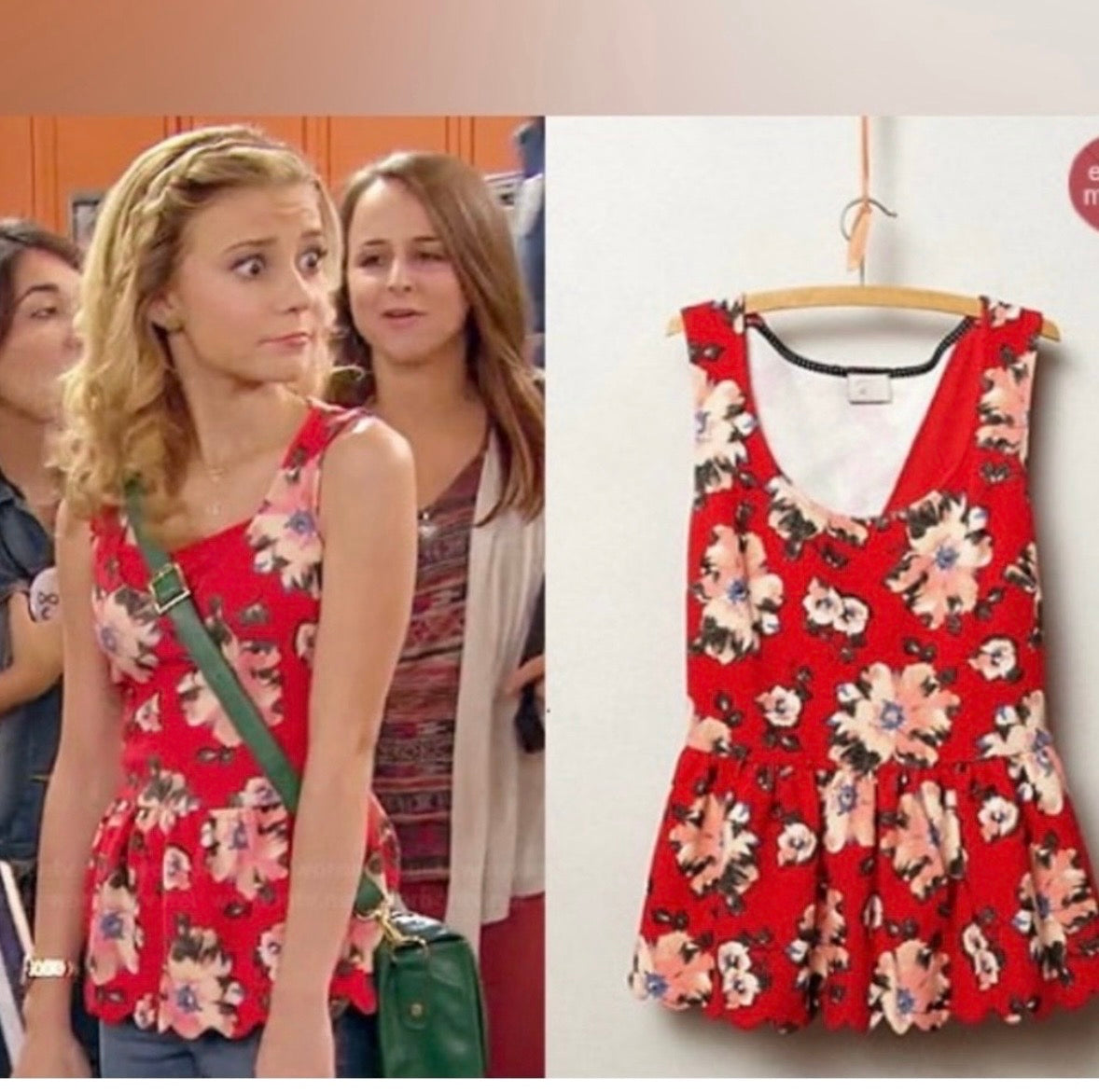 #130 NEW NWT Anthropologie Sz M Postmark Clovelly Peplum Top Floral Red Sleeveless