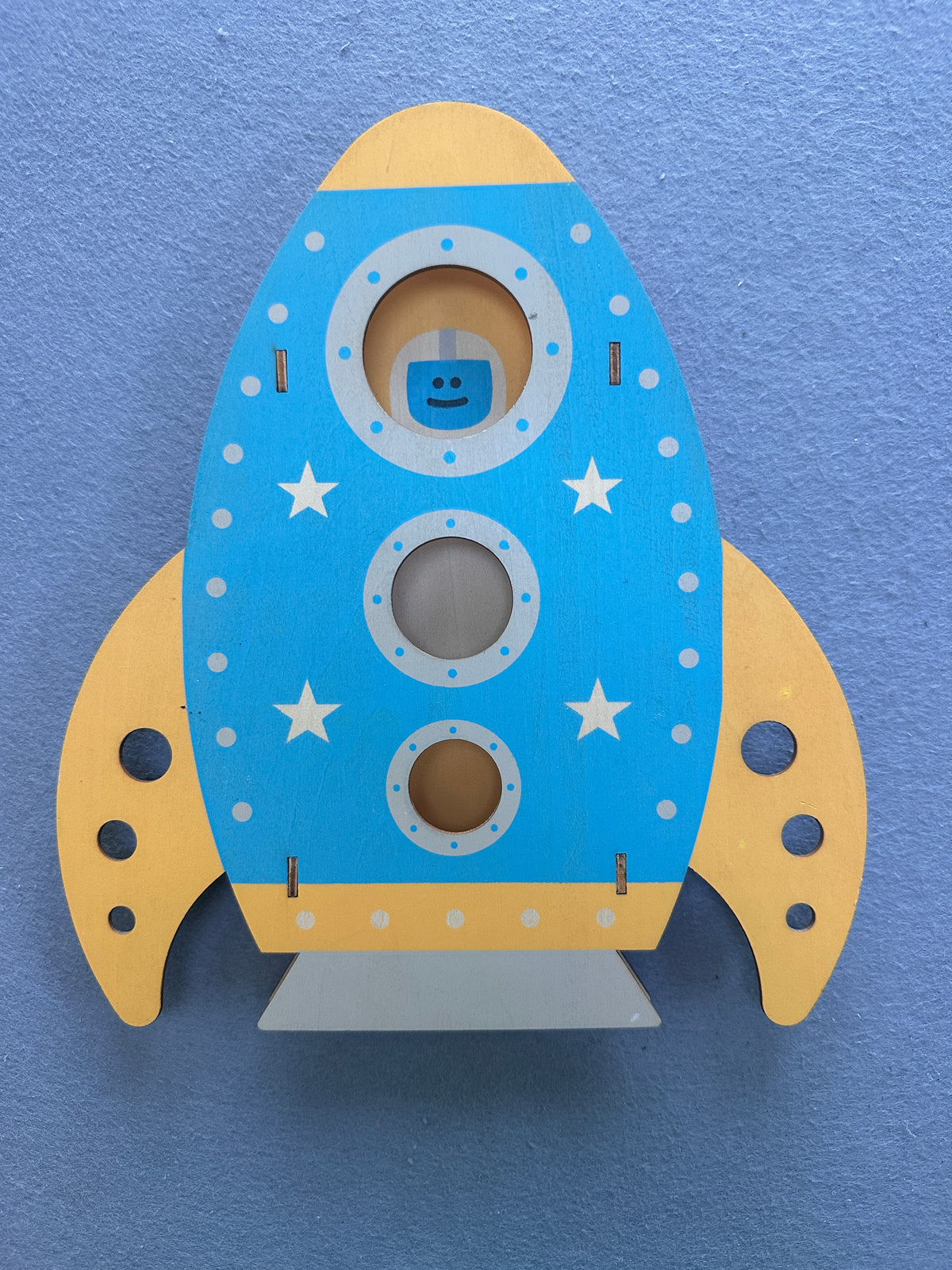 #163 Wooden Rocketship Wall Décor - 11" Tall