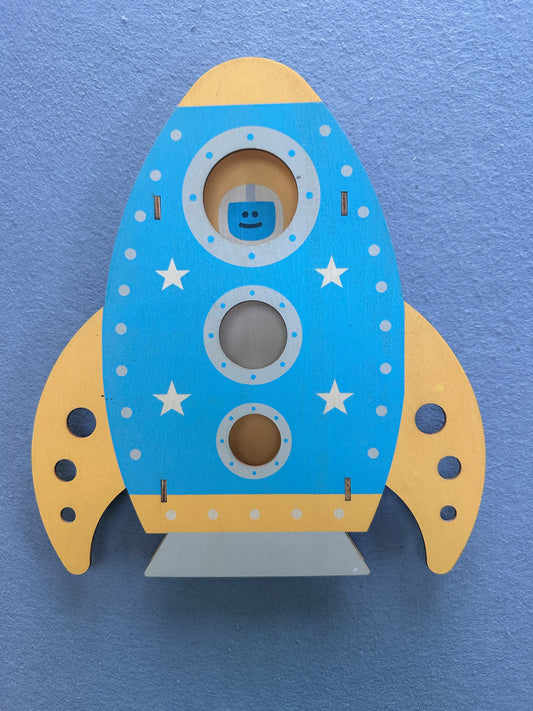 #163 Wooden Rocketship Wall Décor - 11" Tall