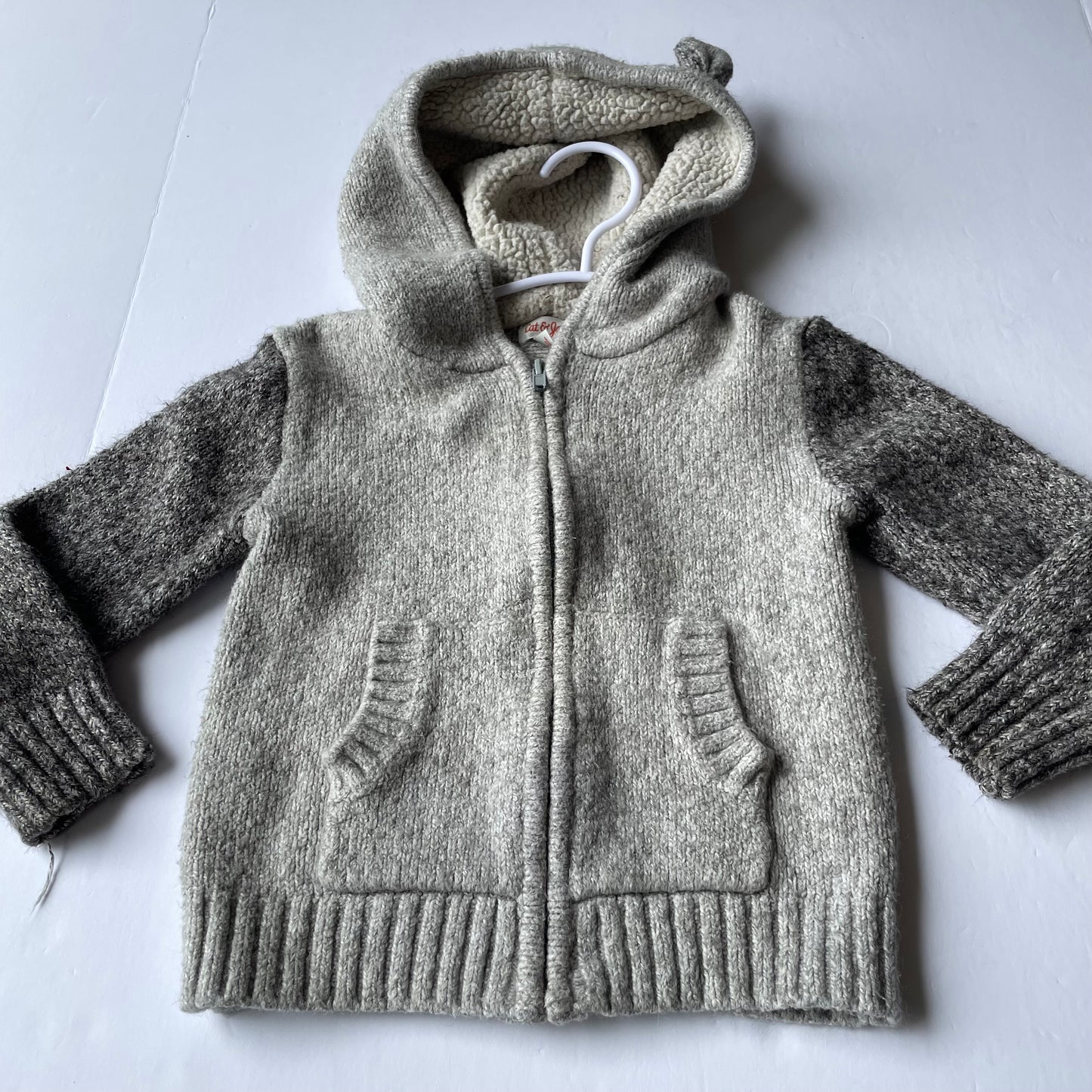 Seller 67  - Cat & Jack Grey Fleece Lined Zip Hoodie with Ears 3