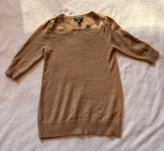 #102 - BCX girls size 16 long sweater, tan with gold flecks