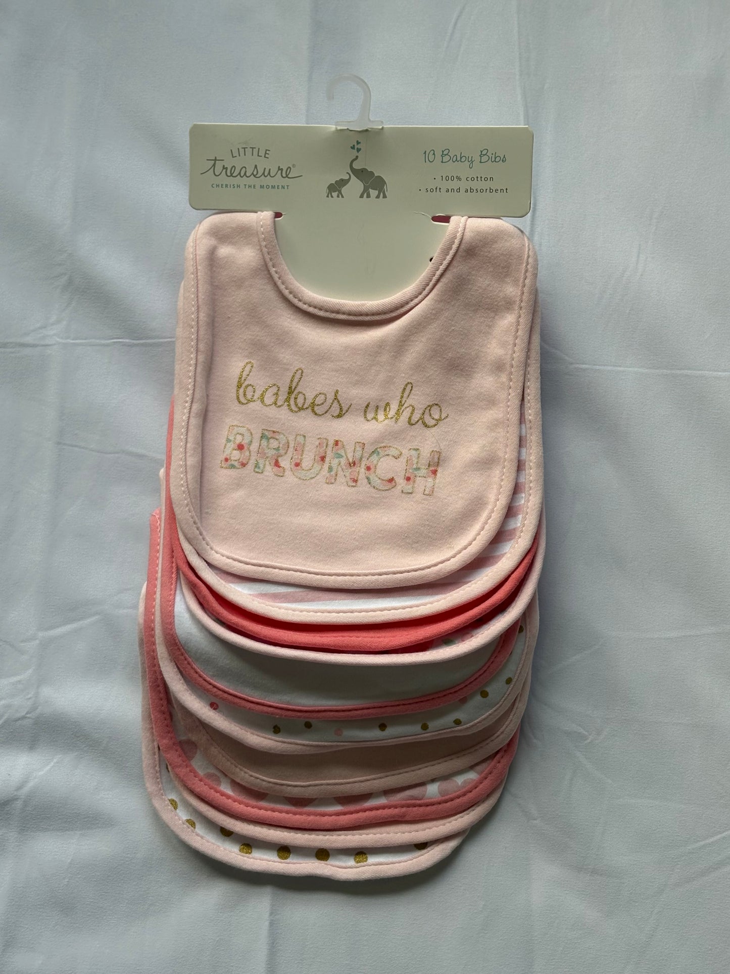 #88 Little Treasure NWT Girls Baby Bibs (10 pack)