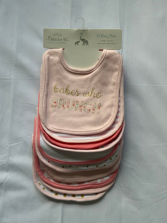 #88 Little Treasure NWT Girls Baby Bibs (10 pack)
