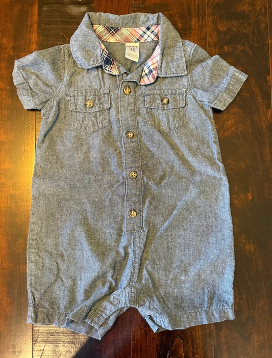 #28 Carters Infant Boy Chambray Romper - Size 18 Months