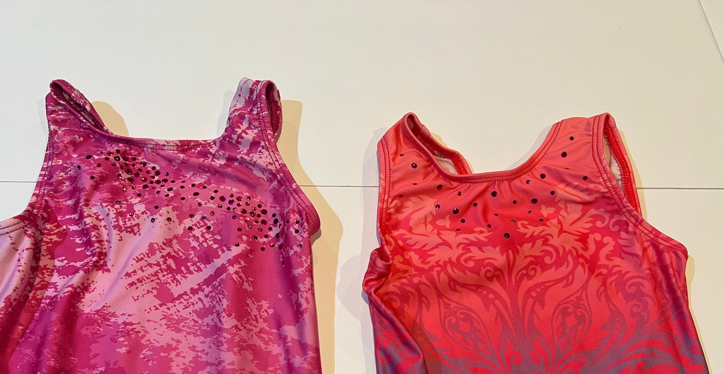 #180 Girls 3T-4T GK Elite Leotard Set (Pink and Pink/Purple)
