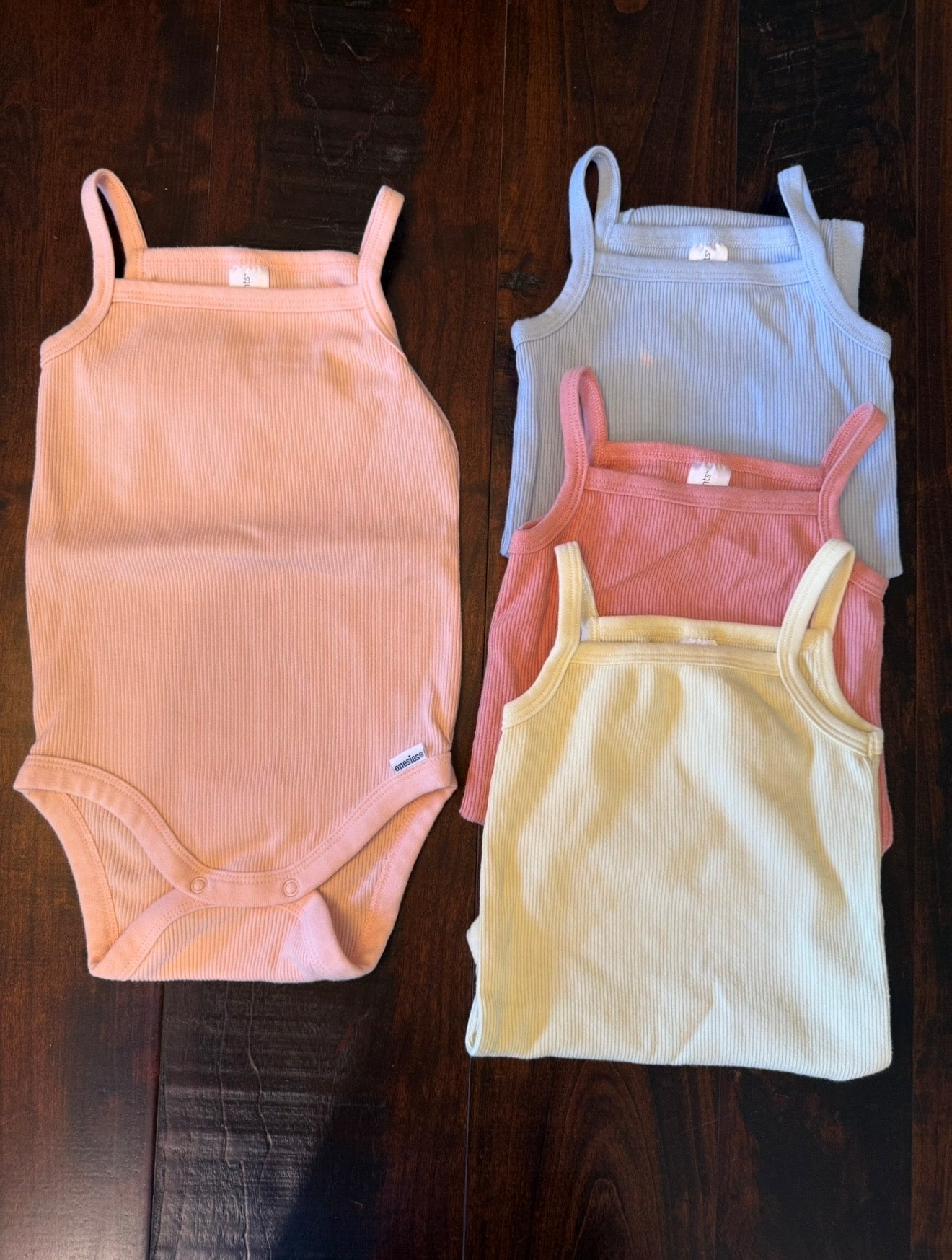 #28 Modern Moments Infant Girl Spaghetti Strap Onesie Lot - Size 12 Months