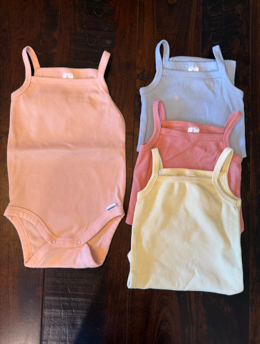 #28 Modern Moments Infant Girl Spaghetti Strap Onesie Lot - Size 12 Months