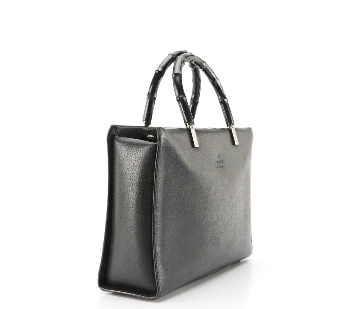 #146 - REDUCED Gucci Black Leather Bag with Bamboo Handles