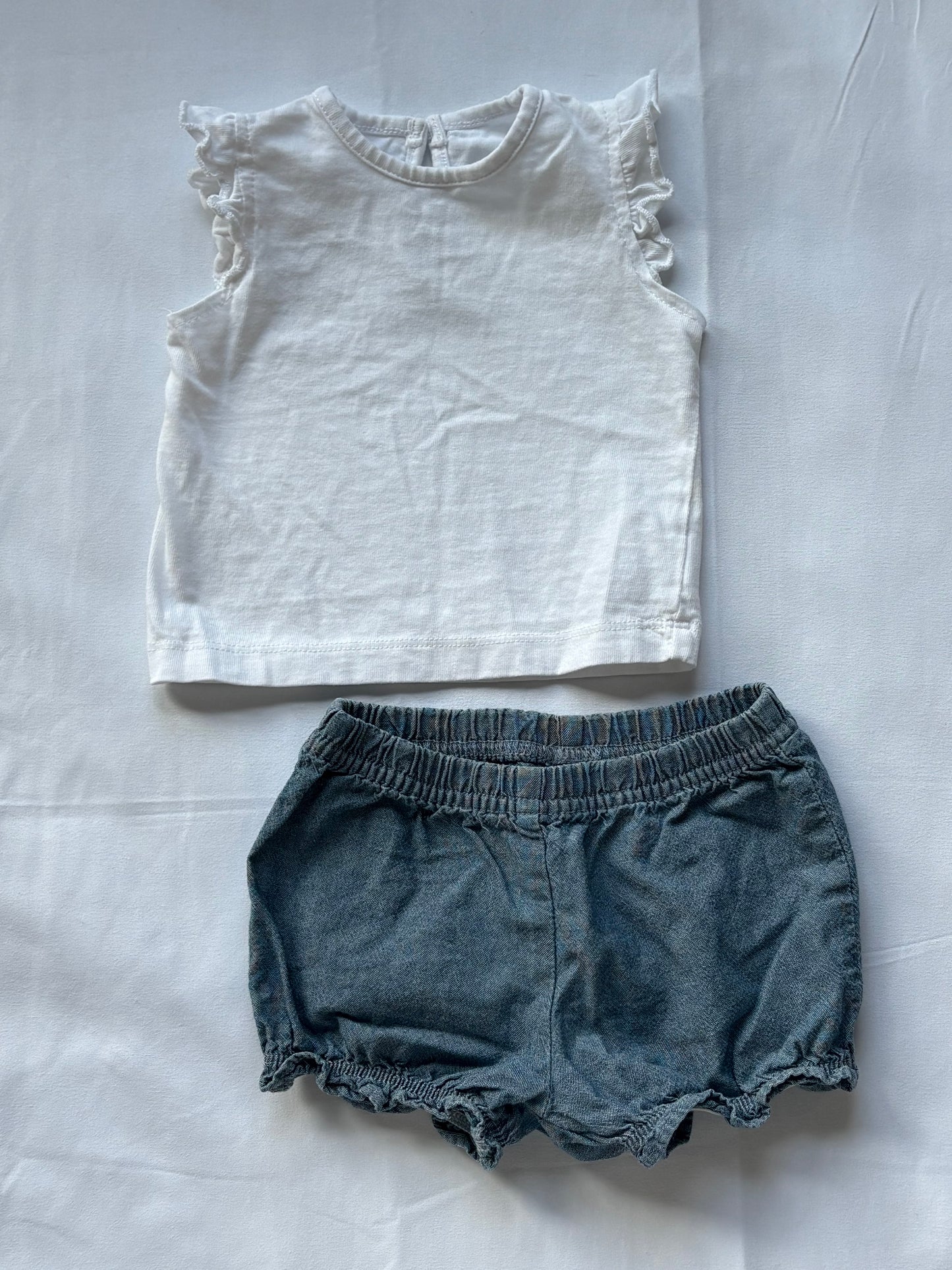 #88 Little Me/Carters Ruffle Top and Shorts Set Girls Size 3M