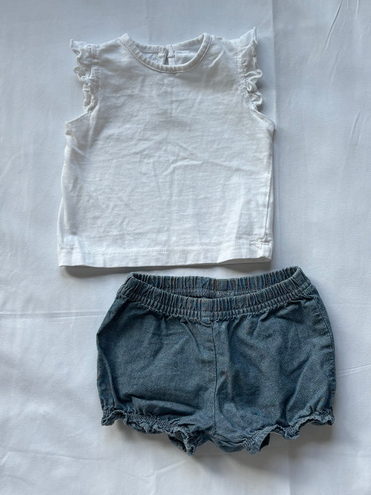 #88 Little Me/Carters Ruffle Top and Shorts Set Girls Size 3M
