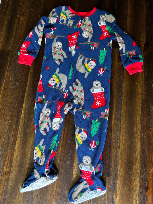 Seller #21 Christmas 2T sloth fleece zippy jammies