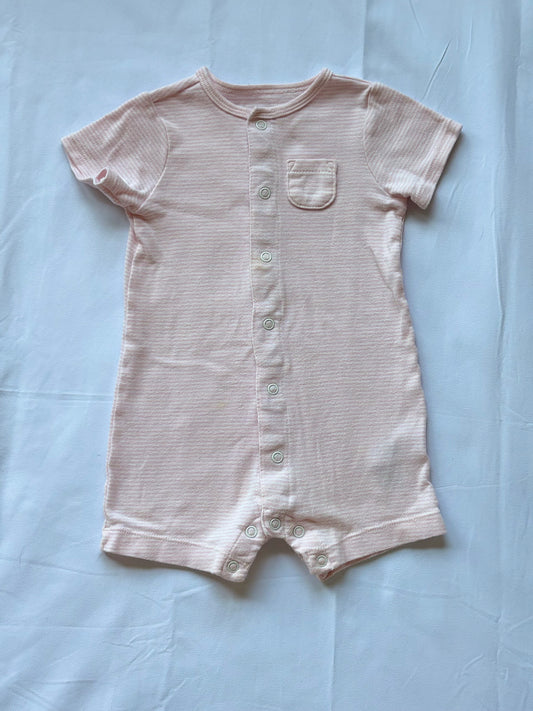 #88 Carters Pink Striped Romper Girls Size 12M