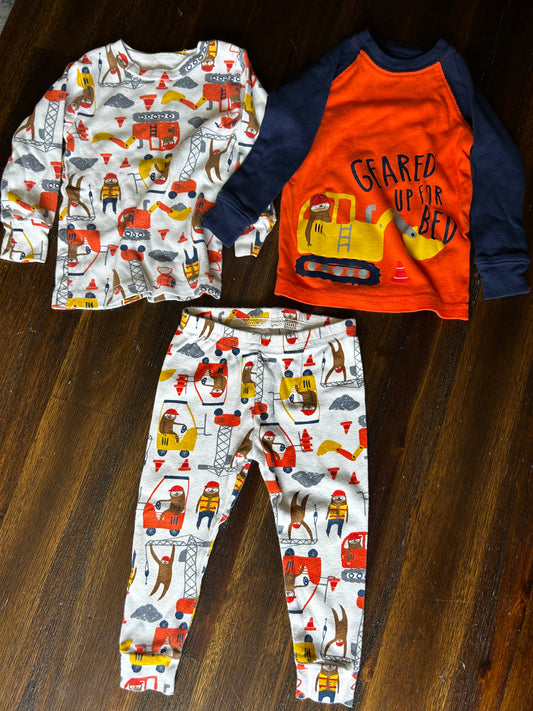 Seller #21 3 piece boy 12mo construction jammies