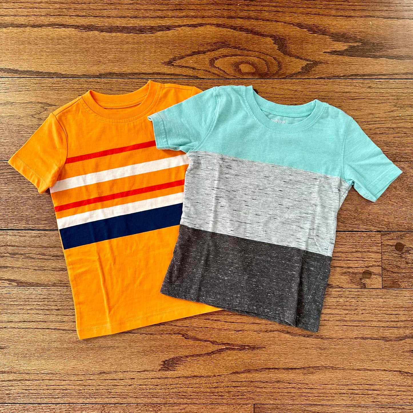 #95 Boys NWOT Lands End Orange Striped and GUC Jumping Beans Blue Striped Tshirt, set of 2, size 3T