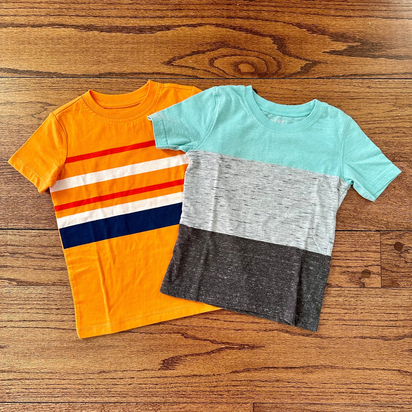 #95 Boys NWOT Landsend Orange Striped and GUC Jumping Beans Blue Striped Tshirt, set of 2, size 3T