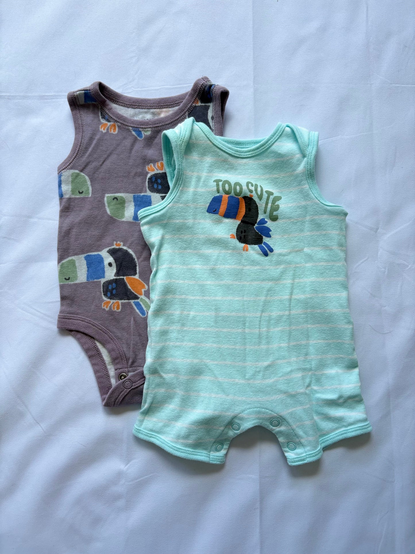 #88 REDUCED Carters Toucan Romper and Onesie Boys Size 3M