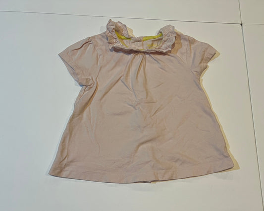 #180 Girls 3-4 Mini Boden Pink Top with Ruffle Neck