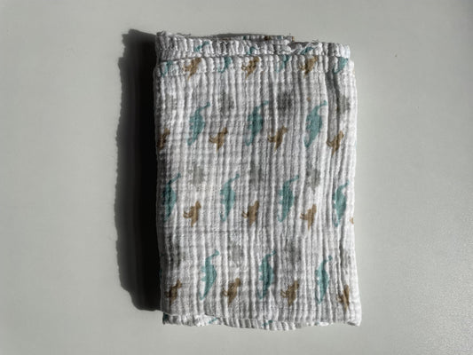 #48  REDUCED!! Boys Modern Baby dinosaur swaddle EUC